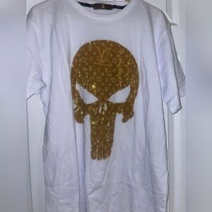 CUSTOM White and Gold Graphic Dress Shirt